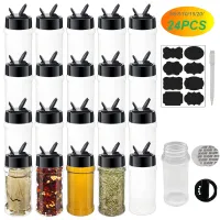 3.5oz Clear Plastic Spice Jars with Shaker Lids Labels Spice Bottle Seasoning Containers for Herbs Powders Salt and Pepper