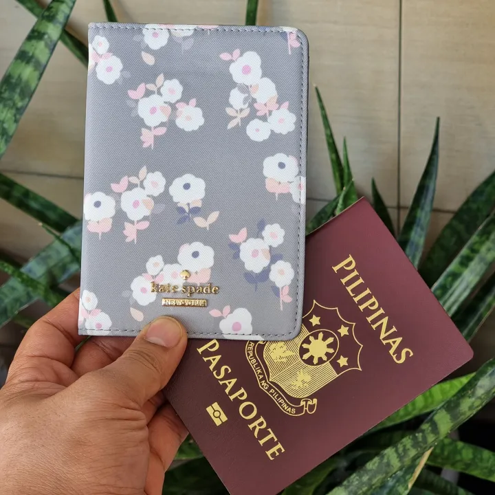 Original Kate Spade Lyla Passport holder Grey Floral Print Lazada PH
