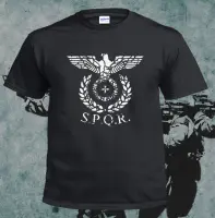 Summer Fashion Men O-Neck Cotton T Shirt Inspired New SPQR Roman Rome Senate Military Faction Eagle Black T Shirt Tees Tops