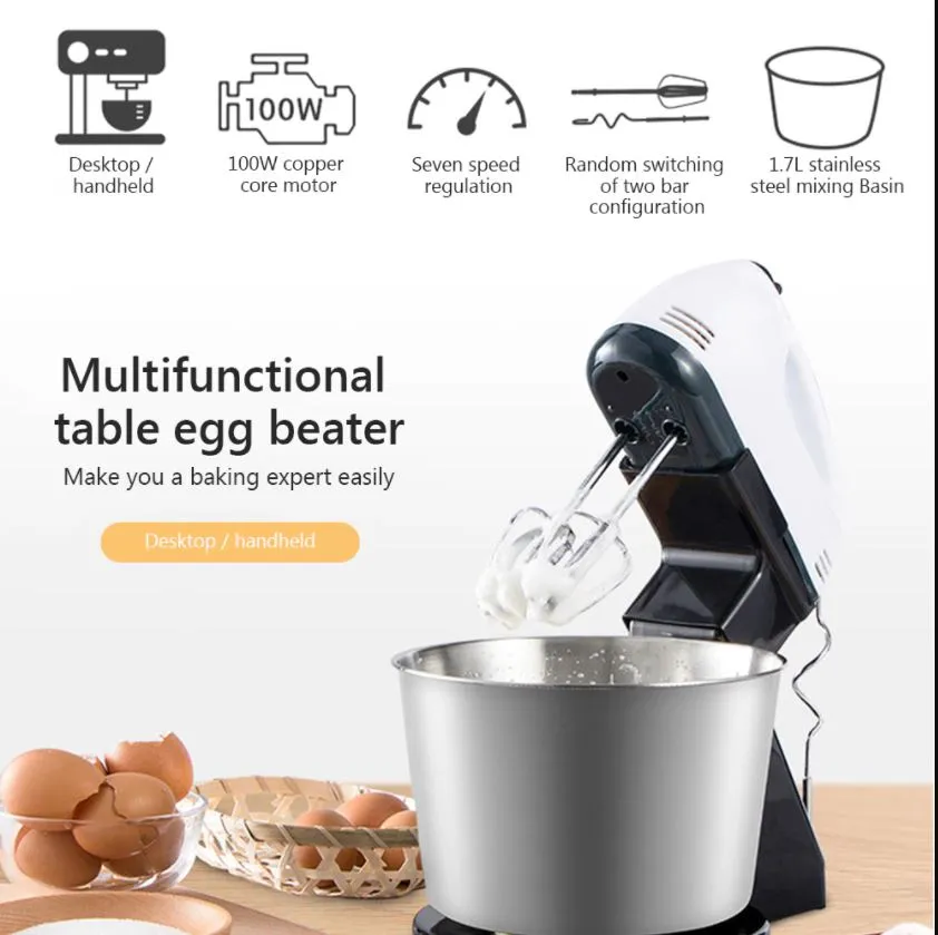 Electric Hand Mixer, 7-speed Hand-held Egg Beater Whisk Breaker