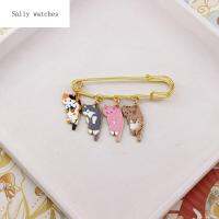 SALLY Alloy เคลือบ Kawaii เข็มกลัดเข็มกลับปกเสื้อแมว Electroplate แนวเกาหลีสร้างสรรค์สไตล์ผู้ชาย