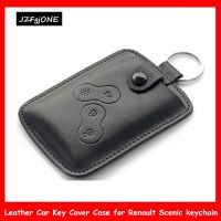 1Pc Men Fashion Black Leather Car Key Cover Case Wallet Holder Shell for Car Renault Scenic keychain Key Chains