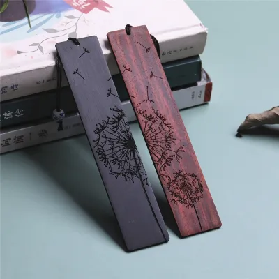 Creative Carving Mahogany Bookmark Chinese Style Wooden Dandelion Shape Book Clip School Office Read Stationery Student Supplies