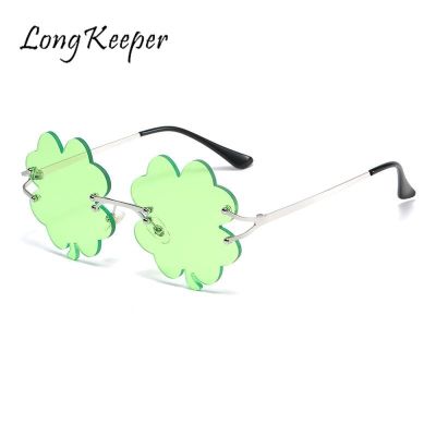 Sunglasses for Women Men St. Patricks Day Whitetip Clover Green Rimless Sun Shade Brand Luxury Designer Clover Eyeglasses Uv400