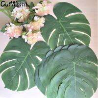 OurWarm 12pcs Artificial Palm Table Placemat Coaster Fake Leaves Tea Table Mat Hawaii Tropical Party Wedding Table Decoration