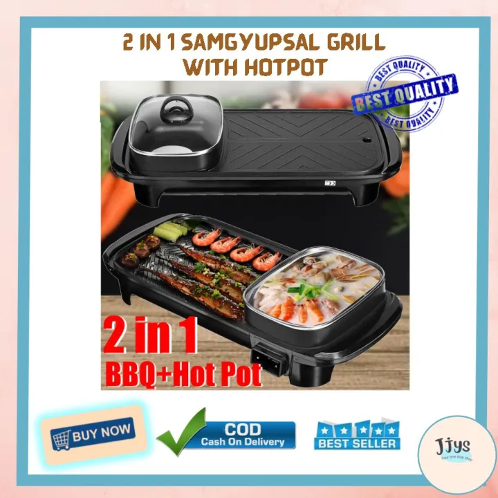 JJYS.Samgyupsal Cooking 2 IN 1 Electric BBQ Grill With Hotpot. Electric