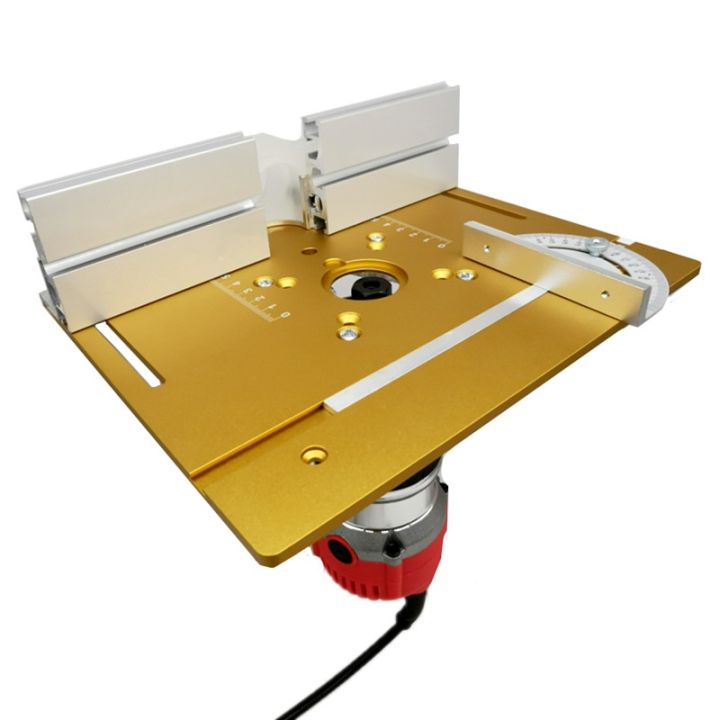 router-table-insert-plate-woodworking-benches-table-saw-w-miter-gauge-guide-aluminium-profile-fence-sliding-brackets