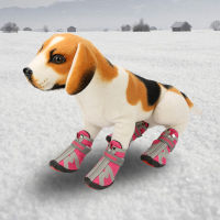Winter Dog Warm Shoes Non Slip Rain Snow Pet Waterproof Booties for Small Big Dogs (Pink No.2)
