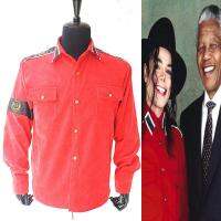 หายาก MJ Michael Jackson สีแดง CTE Corduroy ทนกว่าเสื้อแจ็คเก็ตที่มีวงแขน1990S