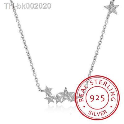 ❈ 925 Sterling Silver Jewelry Crystal Stars Sparkling Necklaces Pendant Statement Necklace For Women S-n29
