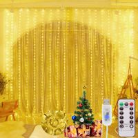 ZZOOI LED Curtain String Lights USB Remote Christmas Decoration 3M Festoon Fairy Garland For Navidad Wedding Window Outdoor Home Room