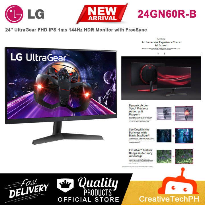 LG MONITOR 24GN60R-B 24'' UltraGear FHD IPS 1ms 144Hz HDR Monitor With ...