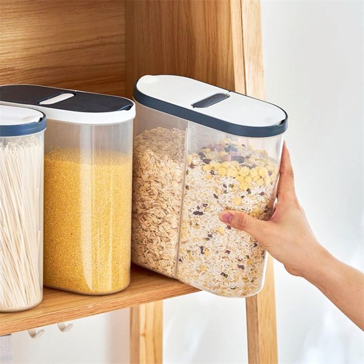 กล่องเก็บของพลาสติกเครื่องจ่ายซีเรียลข้าวอาหารธัญพืชถังอุปกรณ์เสริมสำหรับห้องครัว