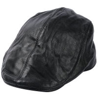 2021NEW High Quality Sheepskin Leather Berets Hats For Men Peaked Cap Spring Autumn Genuine Leather Duckbill Hat For Male