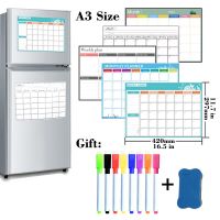 A3 Size Magnetic Refrigerator Monthly Weekly Planner Calendar Table Dry Erase Whiteboard Schedules Fridge Sticker Message Board