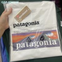 ☾Patagonia เสื้อยืดแขนสั้นพิมพ์ลาย Pata แบบคู่รักกลางแจ้งอเมริกาแบบย้อนยุค