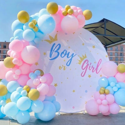 100Pcs Balloons Arch Set Blue Pink And Gold Balloon Garland Baby Baptism Shower Kids Birthday Party Balloon Decoration