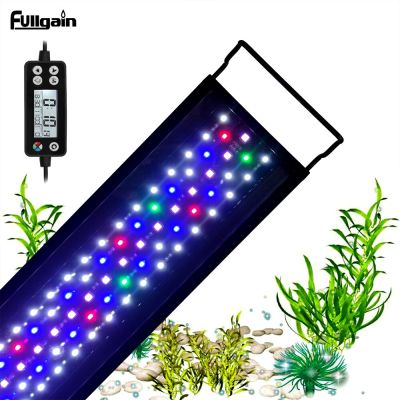 Fullgain 24/7 LCD ไฟตู้ปลาแสงแท่ง LED น้ำแบบเต็มสเปกตรัมอลูมิเนียมกันน้ำขยายได้สำหรับการเจริญเติบโตของพืช