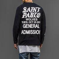 【Mens clothing】 Saint Pablo WolvesAdmission แขนยาว BlackT-Shirt แฟชั่น StreetwearT เสื้อผู้ชาย Tops Camisetas HombreWomen Accessories GlovesT-Shirts &amp; Tanks T-Shirts