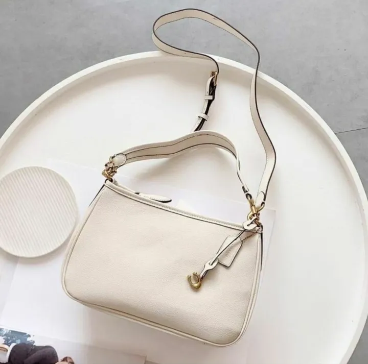 Coach Cary Top Zip Crossbody Bag in White Soft Pebble Leather with ...