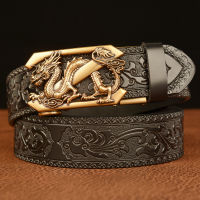 New Arrivel Embossing Auto Lock Buckle Leather Belts for Men Genuine Cow Leather Ratchet Man Dress Belt Male Waistbands