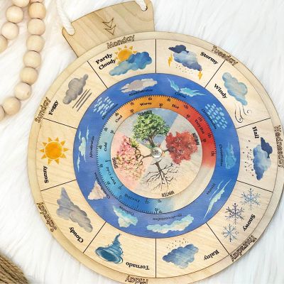 Weather Calendar / Weather Wheel / Weather Chart / Bilingual French / Weather Learning Educational Toys