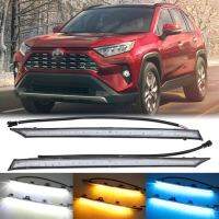 DRL Daytime Runningไฟสำหรับโตโยต้าRAV4 2019 2020 2021 2022 2023 ขับรถไฟตัดหมอก3สีLEDหลอดฮาโลเจนเดย์ไลท์แบบไดนามิกสัญญาณเลี้ยวต่อเนื่อง