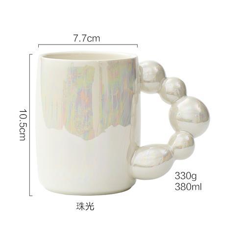 high-end-cups-สไตล์ยุโรปสีขาวที่มีสีสันถ้วยกาแฟเซรามิกที่มีลูกปัดรอบจับครัวเรือนการ์ตูนน่ารักวัวถ้วยน้ำชาพอร์ซเลนตกแต่งบ้าน