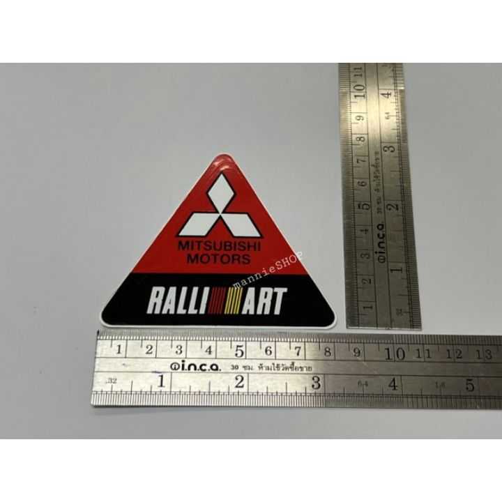 สติ๊กเกอร์สามเหลี่ยม-ลาย-mitsubishi-ralli-art-ขนาด-7-1x8-2-ซม-ติดรถ-แต่งรถ-มิตซูบิชิ-sticker-สามเหลี่ยม-ralliart-mitsu-มิตซู