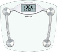 Taylor Precision Products Digital Bathroom Scale, Highly Accurate Body Weight Scale, Instant On and Off, 400 lb, Sturdy Clear Glass with Chrome Finish Base