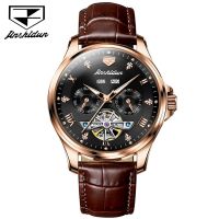 JSDUN 8926 Genuine Leather Band Waterproof Men Wristwatches Automatic Mechanical Business Watch For Men Luminous Calendar Week Display Month Display