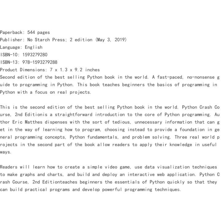 Python Crash Course, 2nd Edition✍English book✍หนังสือภาษาอังกฤษ ✌การอ่านภาษาอังกฤษ✌นวนิยายภาษาอังกฤษ✌เรียนภาษาอังกฤษ✍