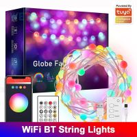 Tuya ไฟประดับนอกบ้านอัจฉริยะ Wi-Fi 23เส้น,ไฟสาย RGB กันน้ำควบคุมด้วยแอปพลิเคชั่น USB ไฟประดับเพลงด้วย Alexa Google Home