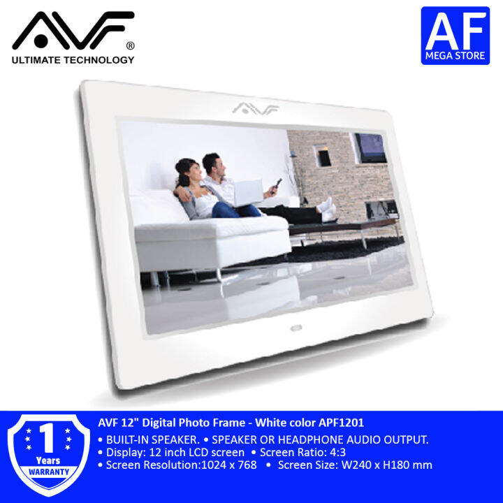 AVF 12Inch Digital Photo Frame With 3.5MM Audio Port White/ Black