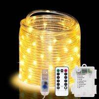 ZZOOI Christmas Decoration 2023 LED Tube Rope String Lights Battery Operated 5/10/15M Waterproof Garland For New Year/Wedding Decor