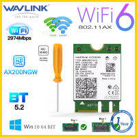 อะแดปเตอร์ AX3000Mbps ไร้สาย6คลื่นความถี่คู่2.4GHz 574 Mbps/ 5GHz 2400Mbps พร้อมบลูทูธ5.2 Intel AX200NGW 802.11AX Dual Band (160MHz) อะแดปเตอร์ WiFi สำหรับ Windows 10 64-Bit Chrome OS และ Linux