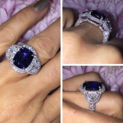 Fashionable Romantic 3.38 Carat Sapphire Engagement Wedding Bride love ring Size 6-11