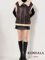 ♕❁ KONDALA Turn-down Collar Sleeveless Thick WaistCoats Fashion 2023 Coats