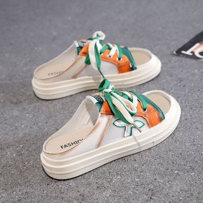 【July】 2023 New Slippers Female Korean Version All-match Canvas Lazy Leisure Slip-on Sandals and