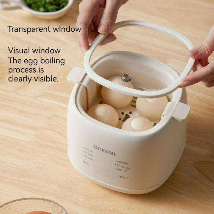 Steam Cooker Boiled Egg Maker Easy Steamer Steam Cooker with Timer 2 Steps Boiled Egg Steamer Hot Spring Egg Steamer Food Steamer Steamed Vegetables