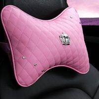 สีชมพู Series Car Seat Belt Pad Short Plush Crown Style Car PU Leather Seat Cover Steering Wheel Cover Balloon Decoration Key Bag Tissue Bag Head Pillows Back Pillow Car Rear View Mirror Lady Fashion Fits Toyota Honda Mazda Perodua Proton V