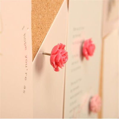 16pcs Rose Push Pin Decorative Flower Pushpin Cork Board Press Nail Photo Wall Painting Thumbtack Drawing Safety Thumb Tacks Pin