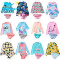 Girls Swimwear Long Sleeve Bathing Suit Baby Anti UV 2021 New Unicorn Mermaid Childrens Swimsuit Toddler Kids Swimming Suit