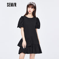 Semir ชุดเดรสผู้หญิง Ruffled ไม่สม่ำเสมอลมหวานและเย็น2022ฤดูร้อนใหม่เนื้อชุดเดรสสีดำขนาดเล็กทุกการแข่งขัน