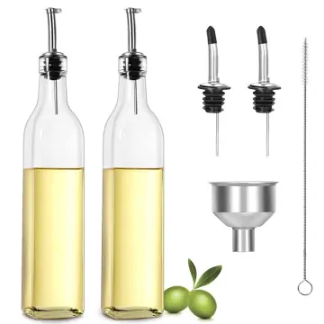 Glass Oil Bottle, Olive Oil Dispenser -with Pourer Spout, Stopper
