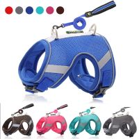 Pet Vest Harness for Small Dogs Cats Adjustable Mesh Vest Reflective Dog Harness Collar Chest Strap Leash With Traction Rope