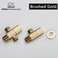 Toilet Filling Valves Brushed Gold G1/2 Wall Mounted Angle Valve Solid Brass Single Dual Outlet Bathroom Accessories AF614