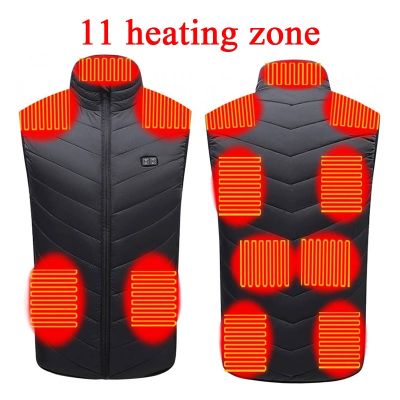 （Good baby store） 11 Areas Heated Jacket Winter USB Electric Heating Vest Thermal Vest Jacket Men Women Tactical Veste Warm Black Hunting Vest