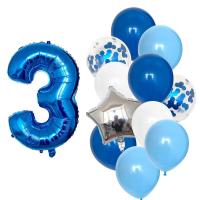 12Pcs เด็กลูกโป่งวันเกิด32นิ้วสีฟ้าลูกโป่งทรงตัวเลขวันเกิดตกแต่งเด็ก Anniversaire