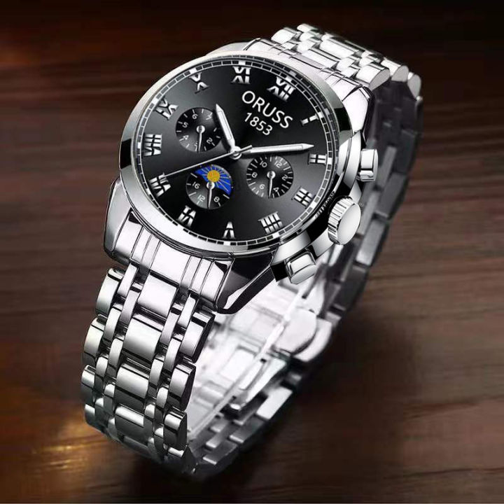 ปฏิทินเรืองแสงกันน้ำอัตโนมัติเต็มรูปแบบนาฬิกาสำหรับผู้ชายใหม่นาฬิกาแฟชั่นธุรกิจ